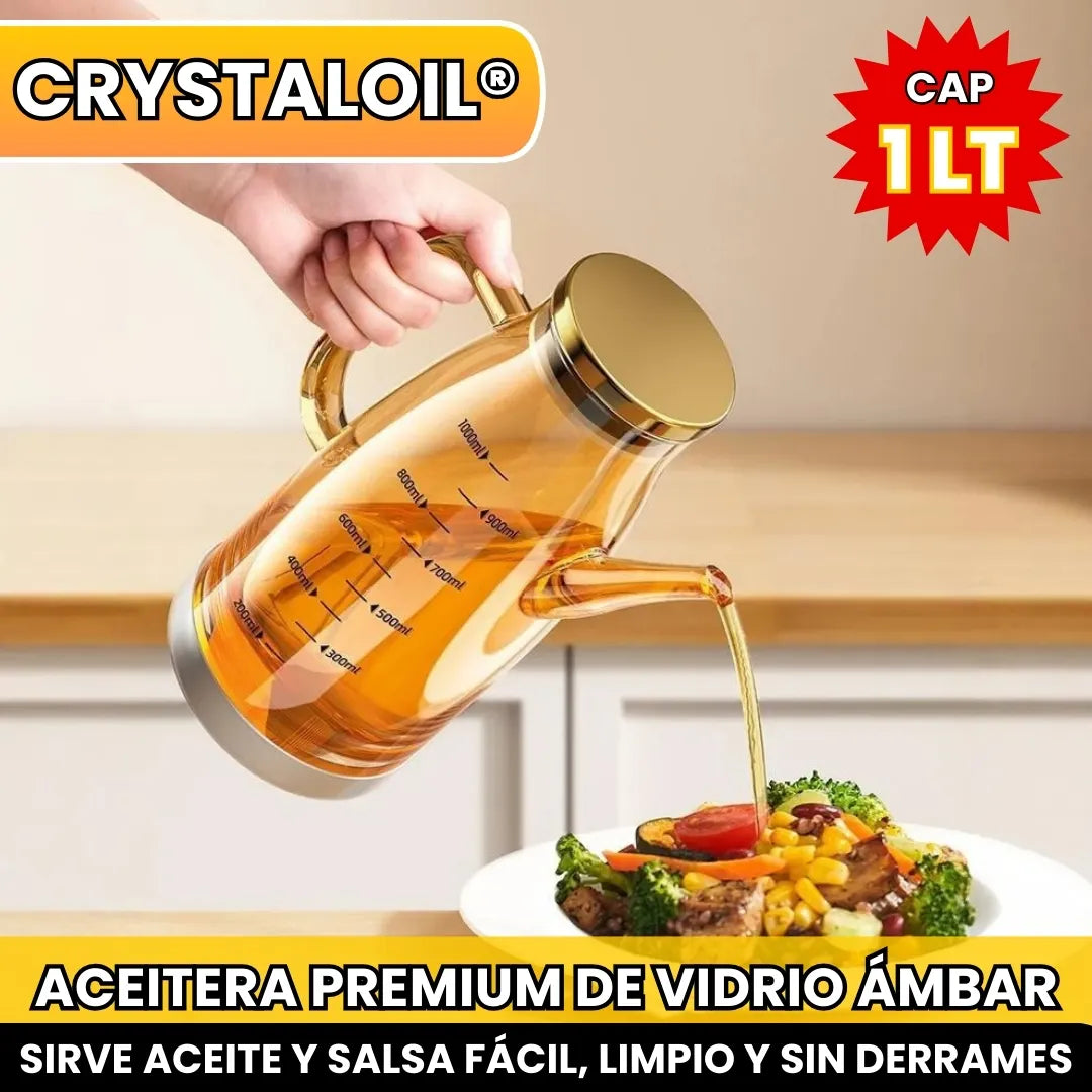 CRYSTALOIL® ACEITERA PREMIUM DE VIDRIO ÁMBAR 1 LT
