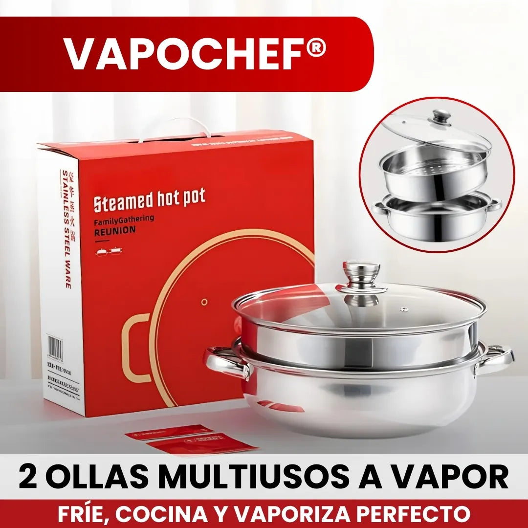 VAPOCHEF® SET X2 OLLAS A VAPOR DE ACERO INOXIDABLE MULTIFUNCIONAL
