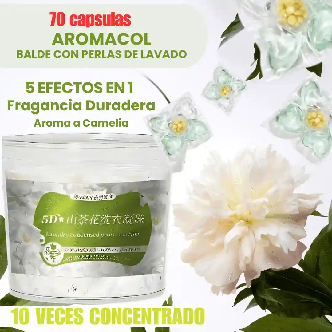 Aromacol® Balde con 70 cápsulas de lavado y aroma a camelia