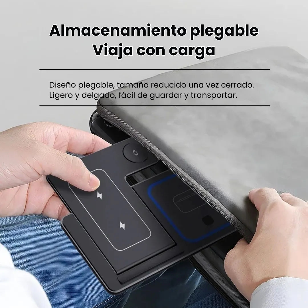 AGILITYPRO® CARGADOR INALAMBRICO MAGNETICO 3 EN 1, CARGA CELULAR, AIRPODS Y SMARTWATCH