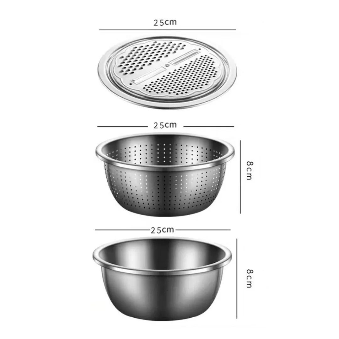 BOWLS 3EN1® SET DE BOWLS RAYADOR Y ESCURRIDO PARA VERDURAS Y FRUTAS