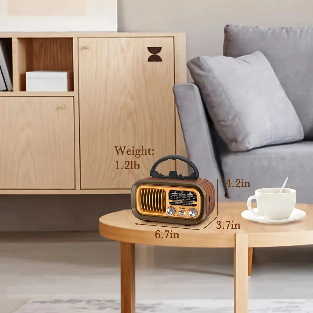 RETROSONIC® RADIO PARLANTE DE CARGA SOLAR Y BLUETOOTH TWS ESTILO VINTAGE RETRO