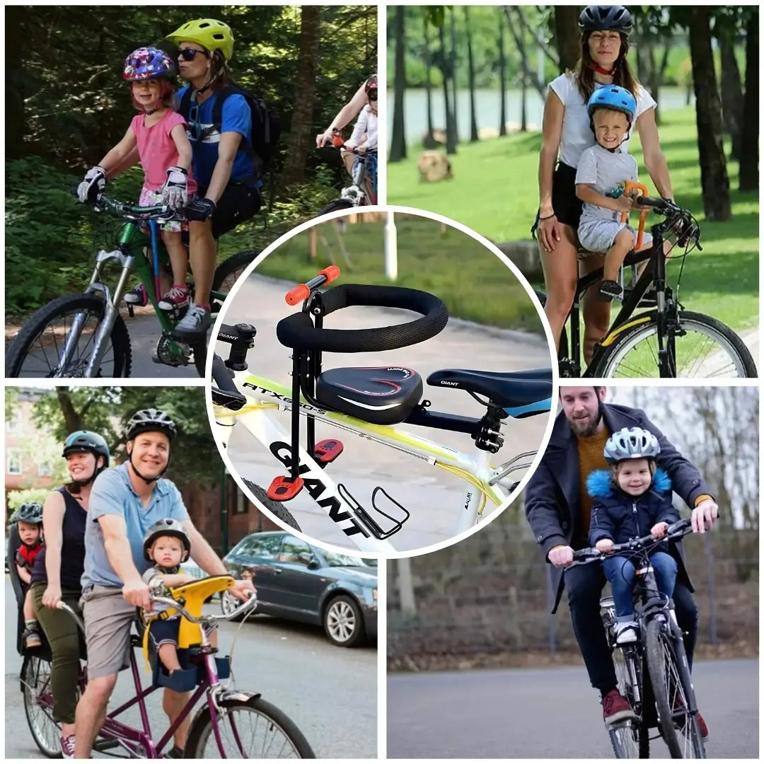 BBYBICI® ASIENTO DE SEGURIDAD PARA BICICLETAS DE MONTAÑAS PARA NIÑOS, ASIENTO DELANTERO PARA BEBÉS