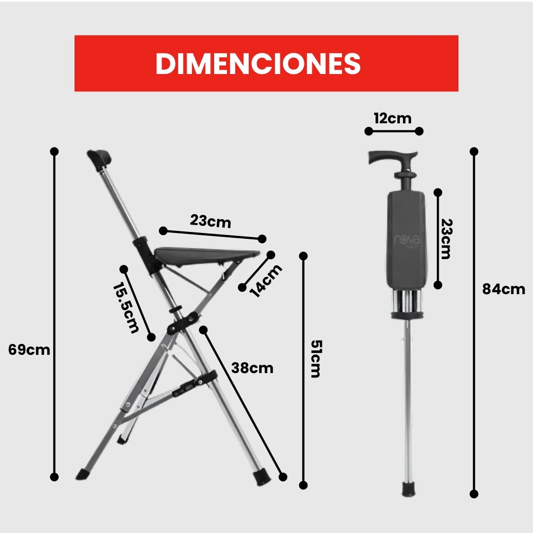 ALIVIOMOVIL® BASTÓN CON SILLA DESPLEGABLE