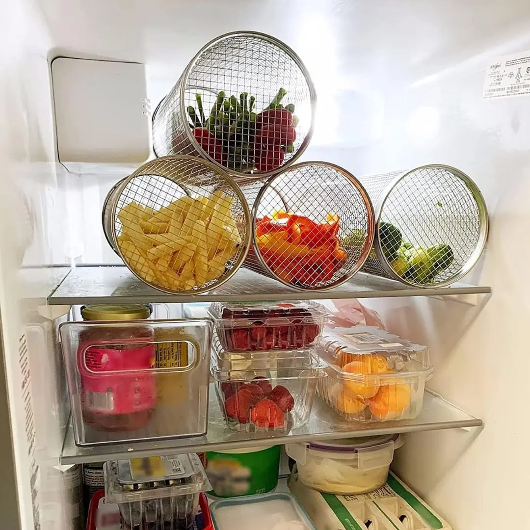 BBQ MAX® X2 JAULA GIRATORIA PARA ASADOS DE ACERO INOXIDABLE  + PINZA Y GANCHO ANTIQUEMADURAS