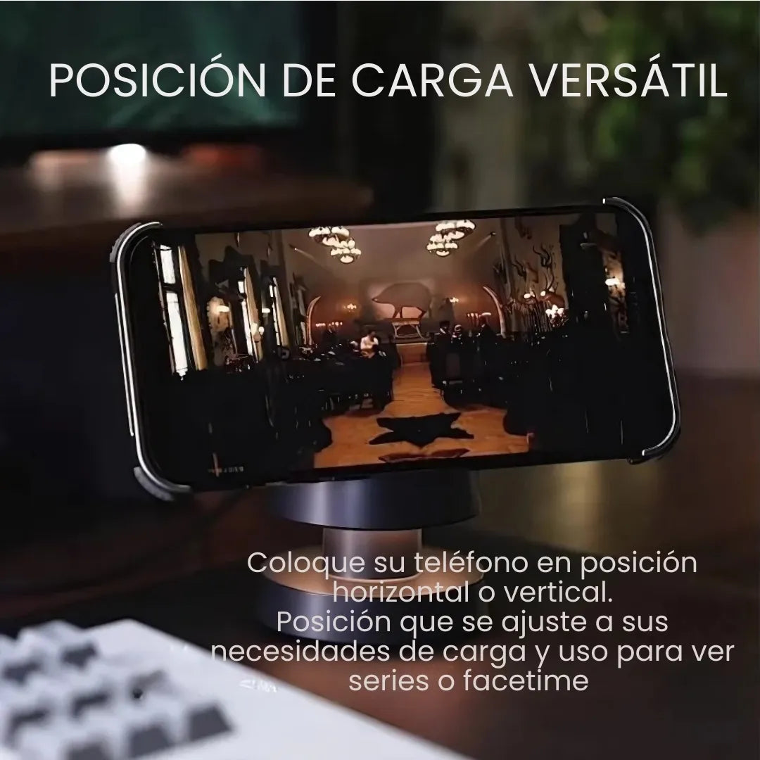 CARGAPRO® 4EN1 - CARGADOR UNIVERSAL MAGNETICO DE 3 PUESTOS CON LUZ LED, CARGA: MOVIL, WATCH, AIRPOD