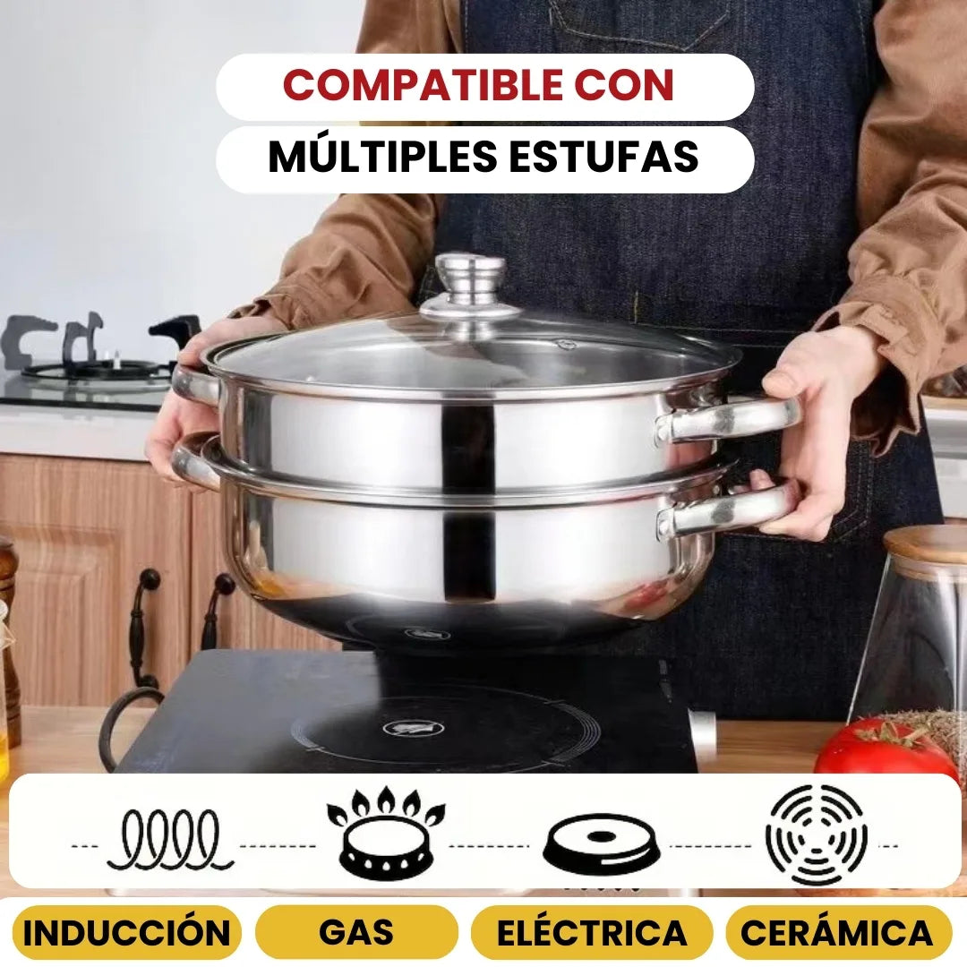 VAPOCHEF® SET X2 OLLAS A VAPOR DE ACERO INOXIDABLE MULTIFUNCIONAL