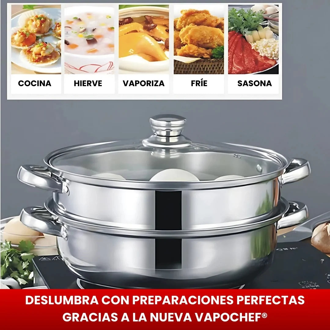 VAPOCHEF® SET X2 OLLAS A VAPOR DE ACERO INOXIDABLE MULTIFUNCIONAL