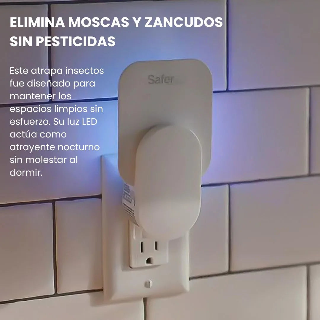 INSECTOFF® LAMPARA CON LED ENVOLVENTE ATRAPA INSECTOS, ELIMINA MOSQUITOS, MOSCAS Y BICHOS +5 PEG