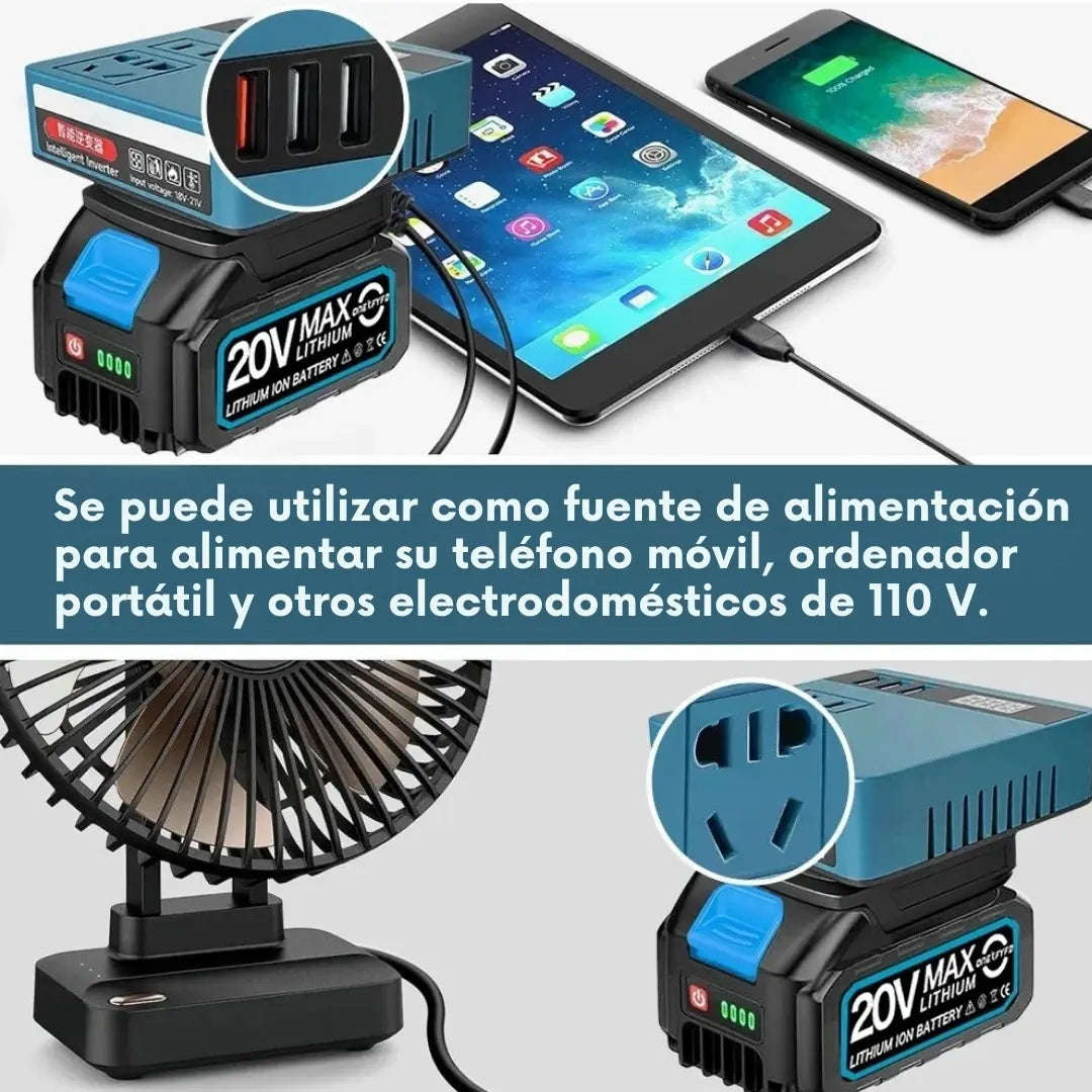 VOLTGO® INVERSOR PORTATIL PARA BATERIAS DE LITIO 120V/220W