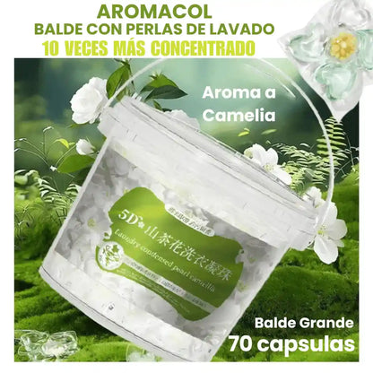 Aromacol® Balde con 70 cápsulas de lavado y aroma a camelia