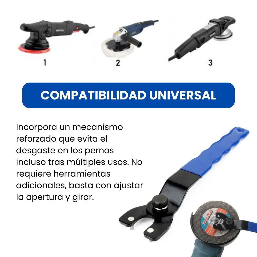 KEYPULL® LLAVE AJUSTABLE TIPO PIN PARA PULIDORAS, AJUSTA Y QUITA DISCOS DE AMOLADORAS