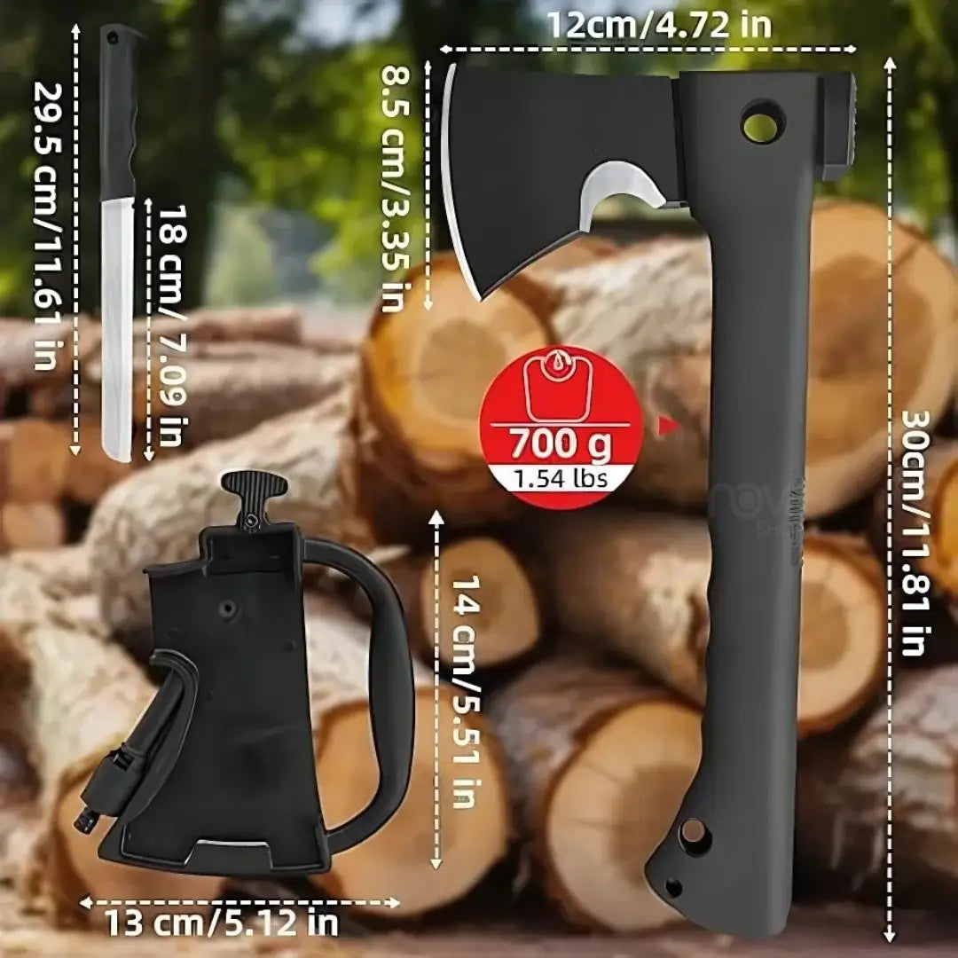 TITANMASTER® HACHA TACTICA CON ENCENDEDOR Y SILBATO 7 EN 1