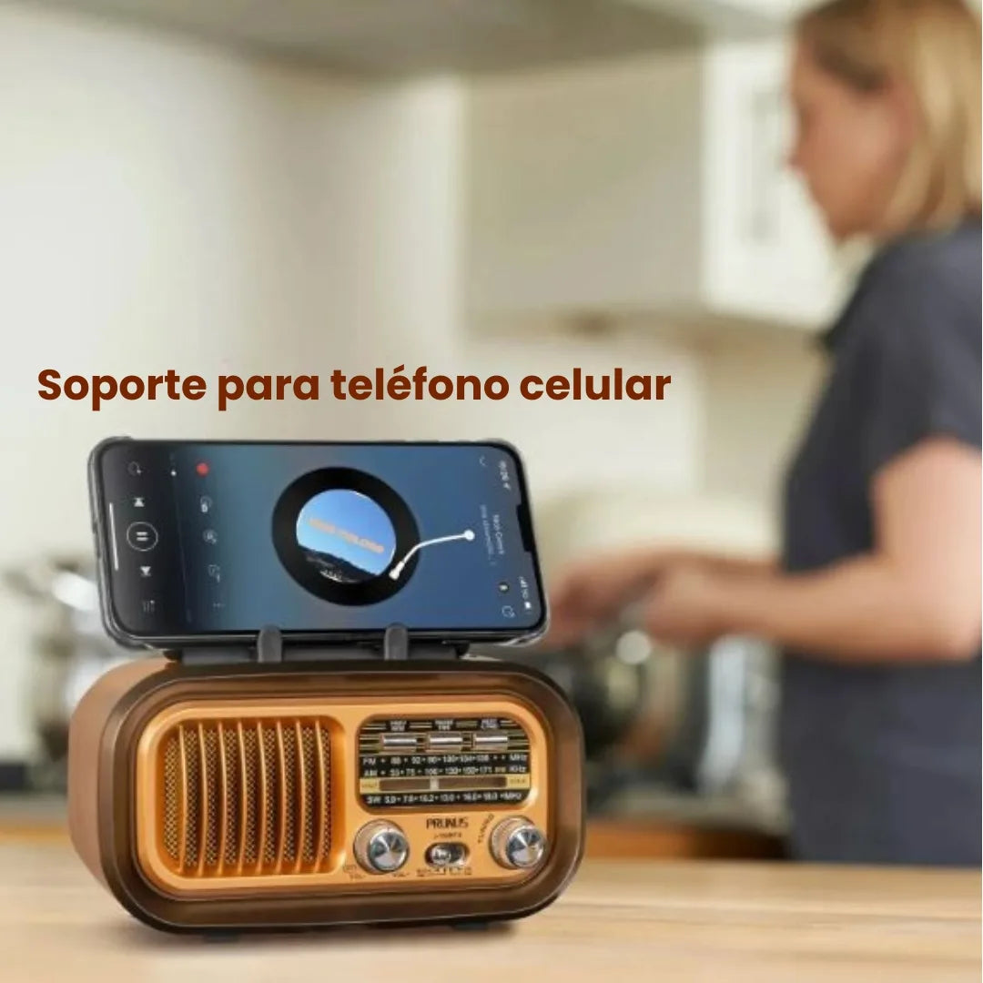 RETROSONIC® RADIO PARLANTE DE CARGA SOLAR Y BLUETOOTH TWS ESTILO VINTAGE RETRO