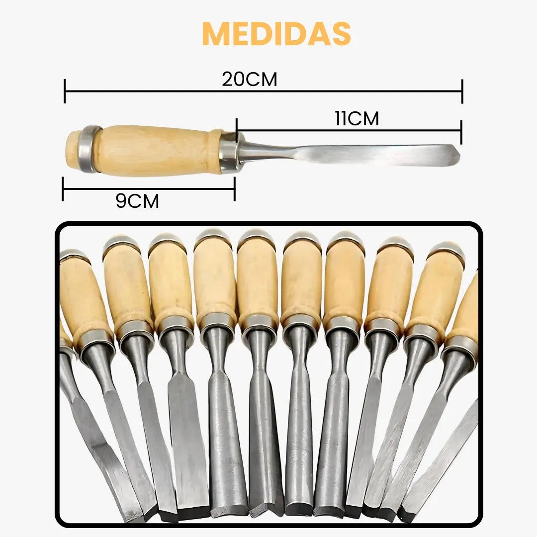 CHISELART® SET X12 CINCELES DE ACERO INOXIDABLE