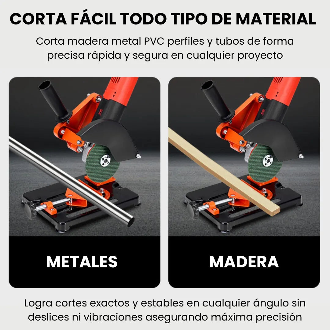 BASECUTTER® SOPORTE DE CORTE  PARA AMOLADORA ANGULAR, CORTA A 90° Y 45°
