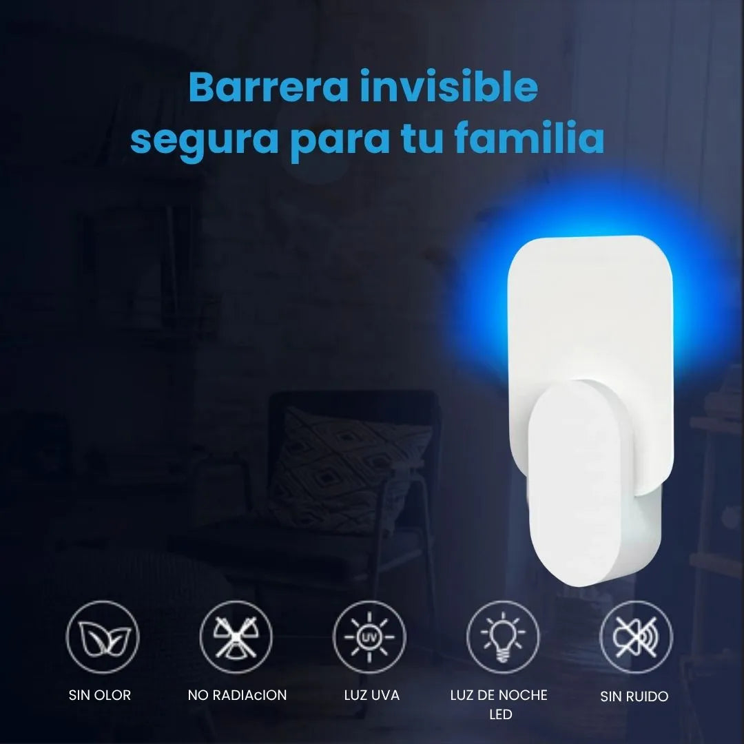 INSECTOFF® LAMPARA CON LED ENVOLVENTE ATRAPA INSECTOS, ELIMINA MOSQUITOS, MOSCAS Y BICHOS +5 PEG