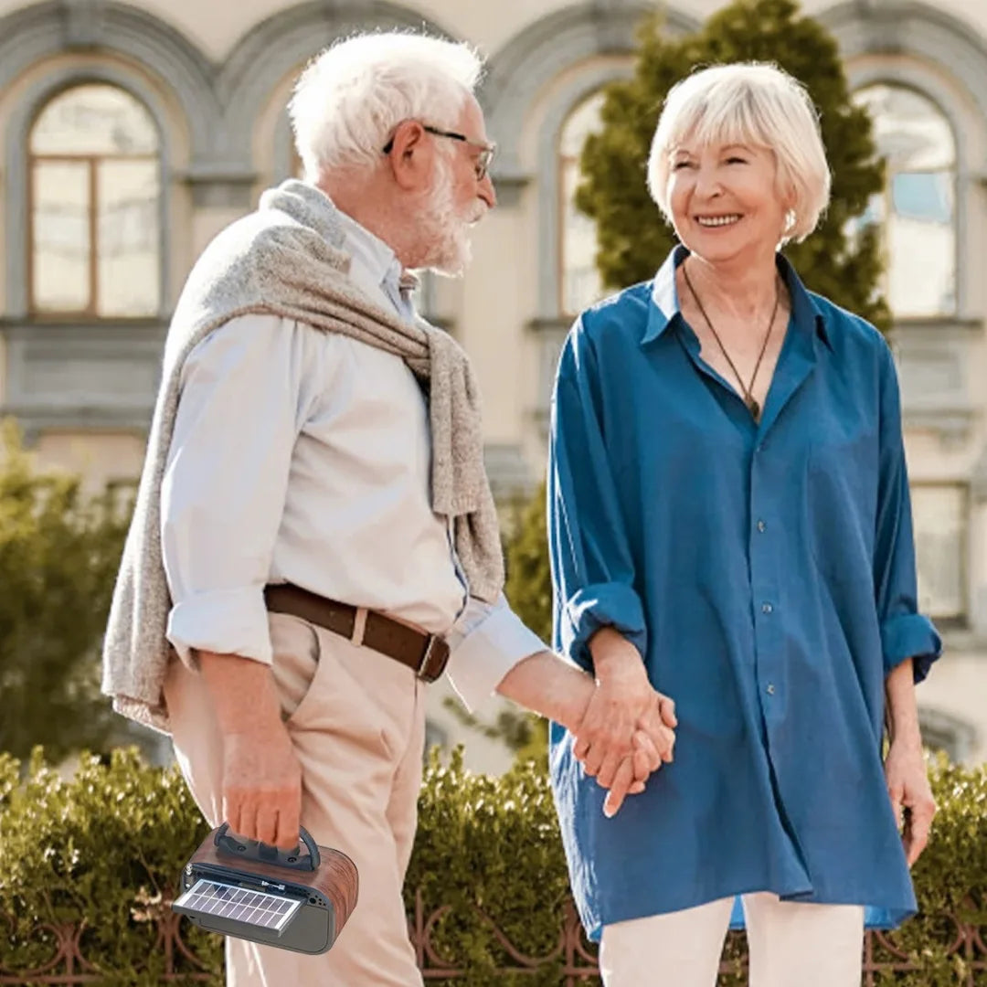 RETROSONIC® RADIO PARLANTE DE CARGA SOLAR Y BLUETOOTH TWS ESTILO VINTAGE RETRO