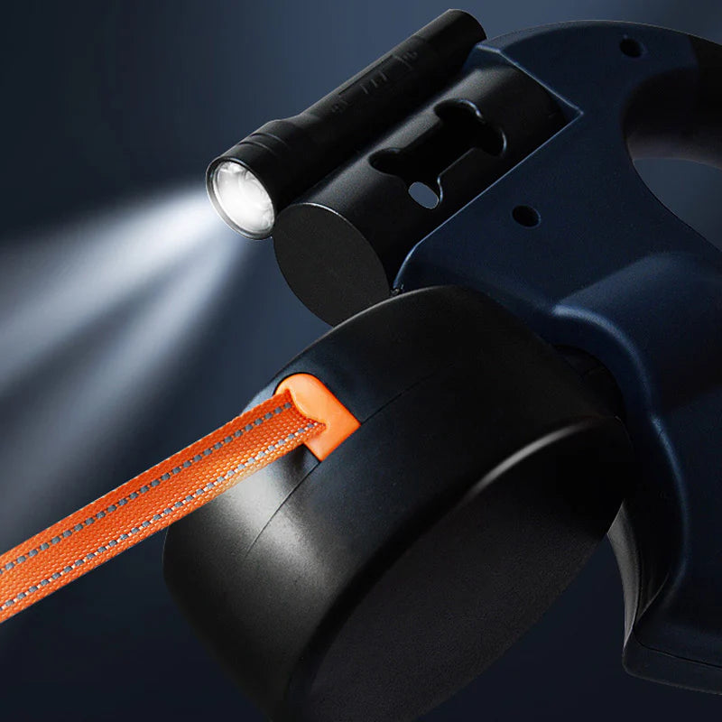 DUOPET® CORREA RETRÁCTIL: pasea 2 perros, sin enredos, con luz y bolsas siempre a mano