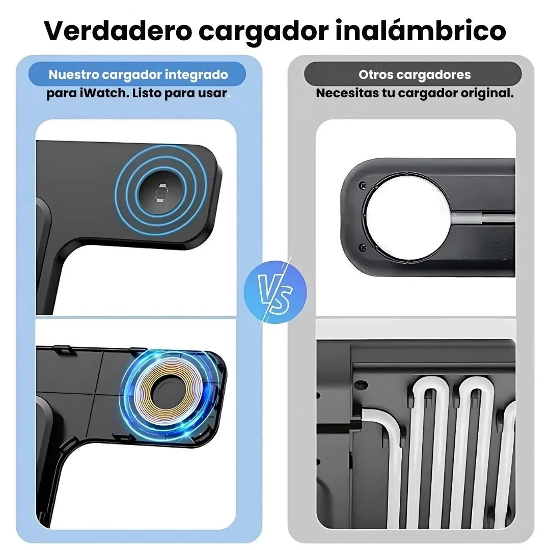 AGILITYPRO® CARGADOR INALAMBRICO MAGNETICO 3 EN 1, CARGA CELULAR, AIRPODS Y SMARTWATCH