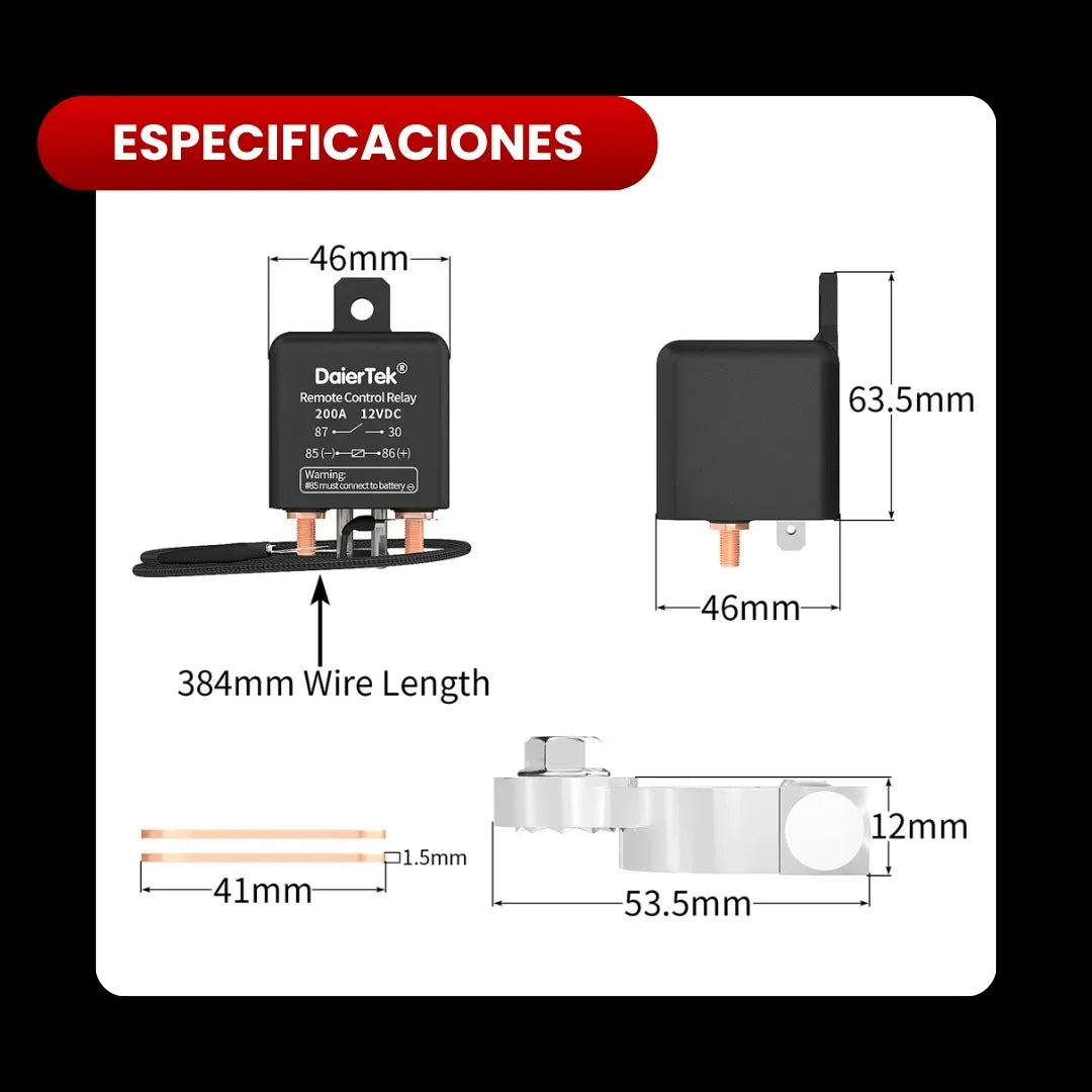 CORTAVOLT® RELE/ INTERRUPTOR REMOTO PARA BATERIAS 12V-24V
