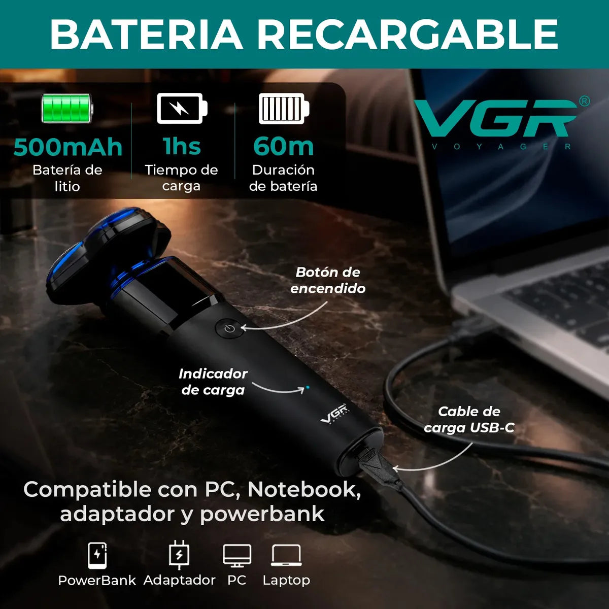 Afeitadora Eléctrica Hombre Shaver - Recargable Inalámbrica