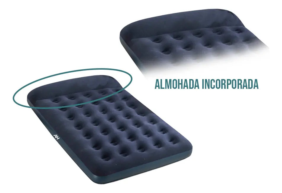 Colchon Inflable 2 Plaza Almohada Alpina 191x137x25 Inflador