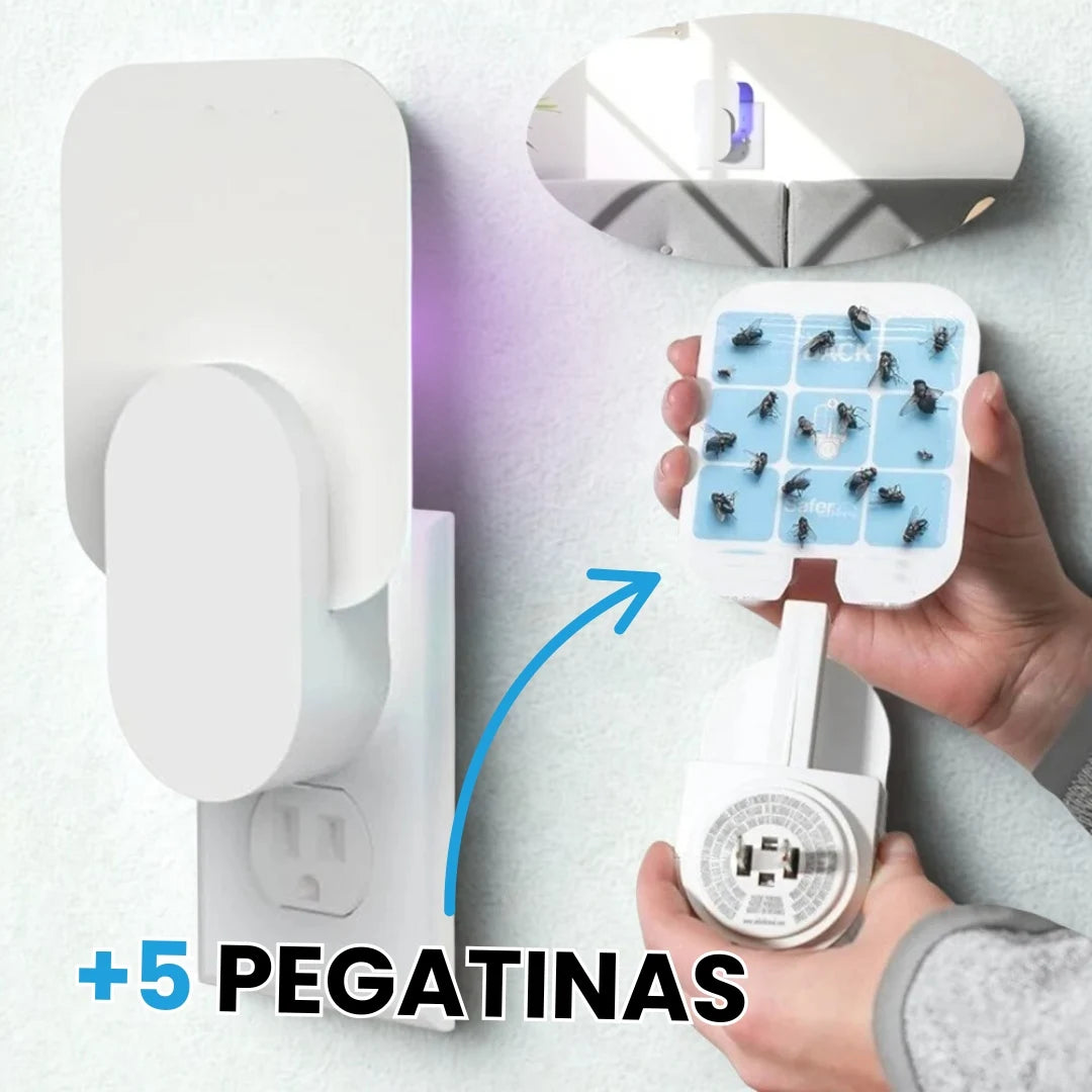 INSECTOFF® LAMPARA CON LED ENVOLVENTE ATRAPA INSECTOS, ELIMINA MOSQUITOS, MOSCAS Y BICHOS +5 PEG