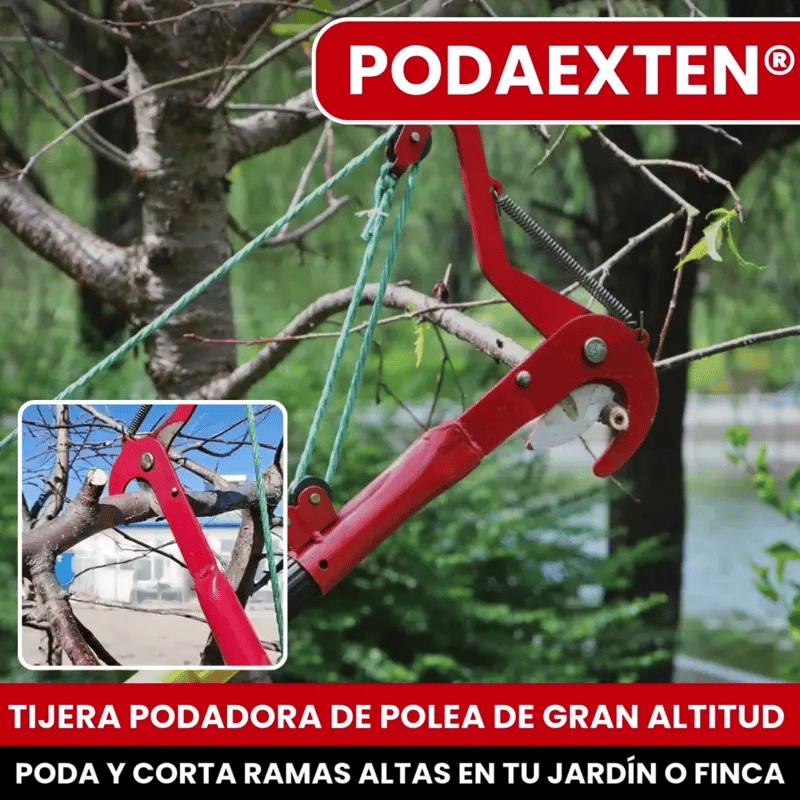 PODAEXTEN® TIJERA PODADORA DE POLEA DE GRAN ALTURA EN ACERO REFORZADO