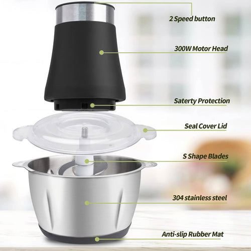 Multiprocesador™ eléctrico de alimentos en acero inoxidable 2L.